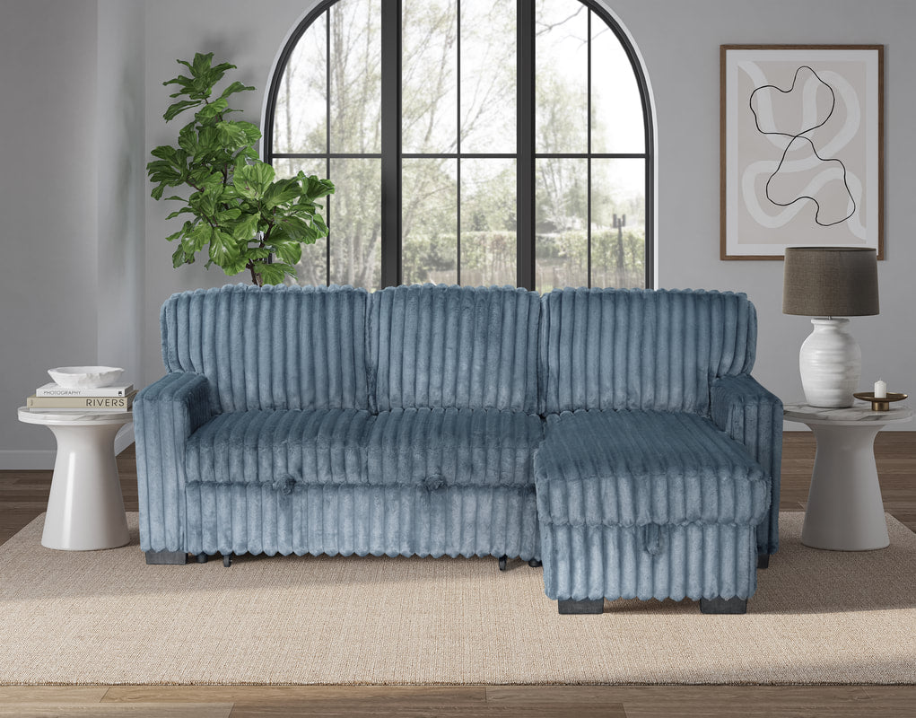 Poland Charcoal Reversible Sectional With Pull-Out Bed **NEW ARRIVAL**