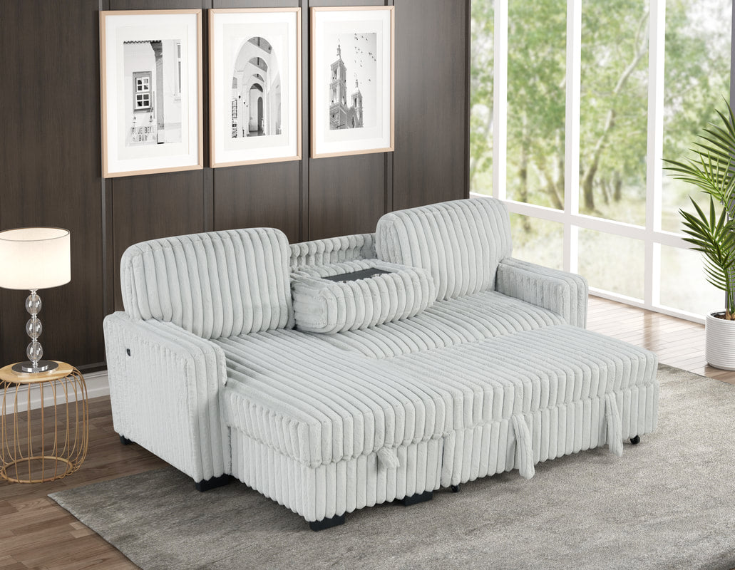 Poland Gray Reversible Sectional With Pull-Out Bed **NEW ARRIVAL**