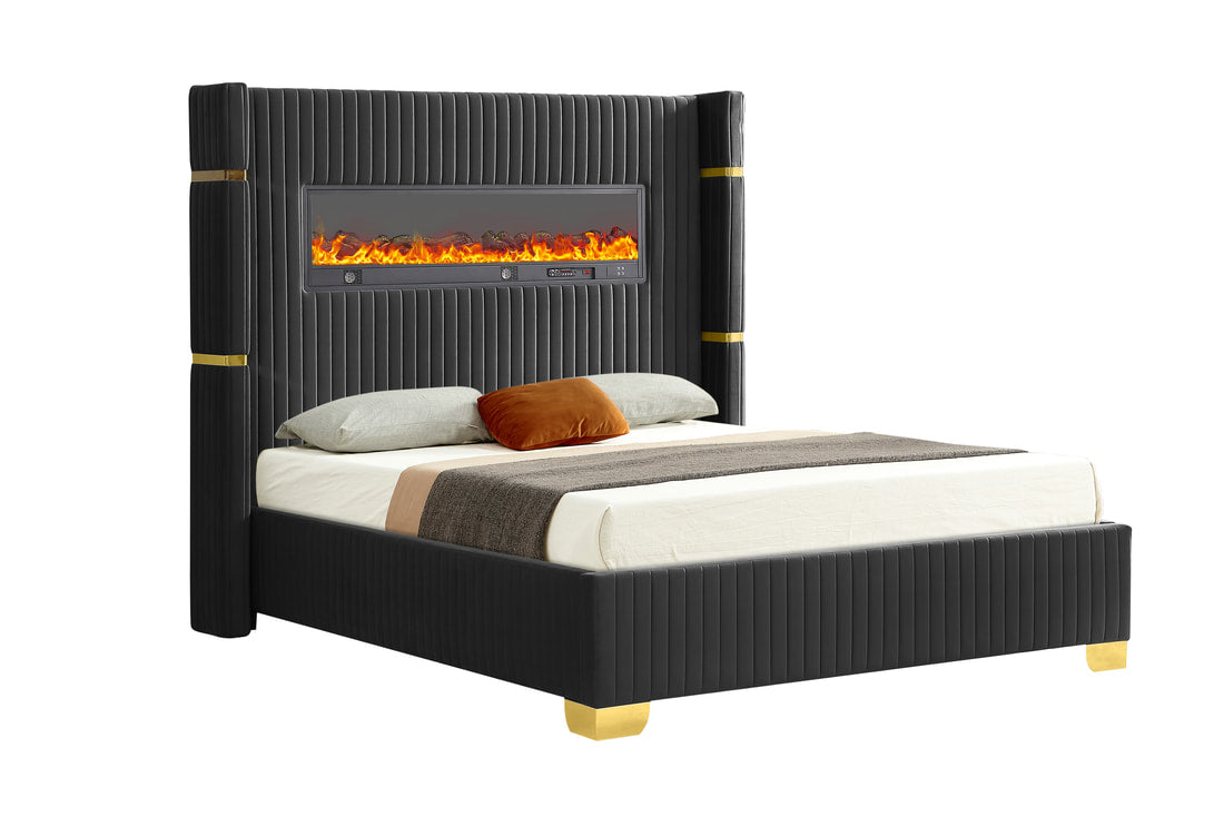 Romance Black Platform Bed - Queen, King