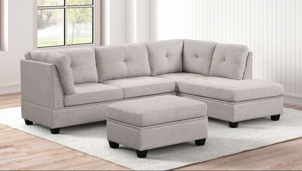 Sienna - Stone Sectional + Ottoman Set