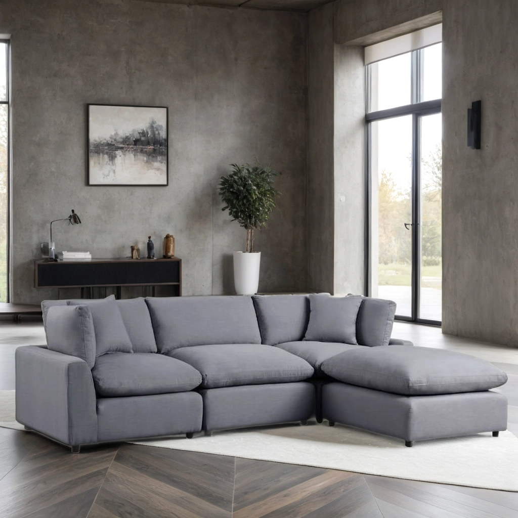 SKY CHARCOAL LINENSKY Charcoal Linen Modular Sectional