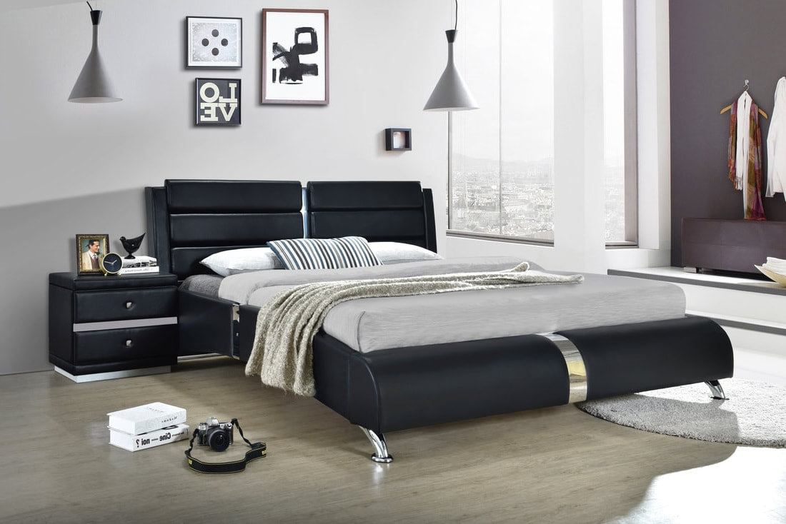 Vegas White Platform Bed - Queen, King