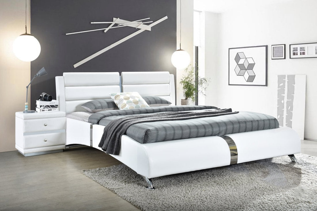 Vegas White Platform Bed - Queen, King